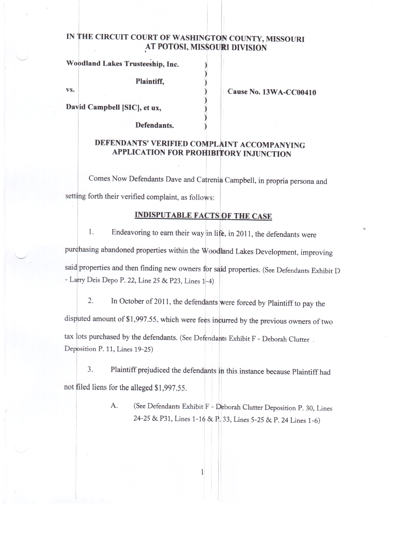 Prohibitory Injunction Application
